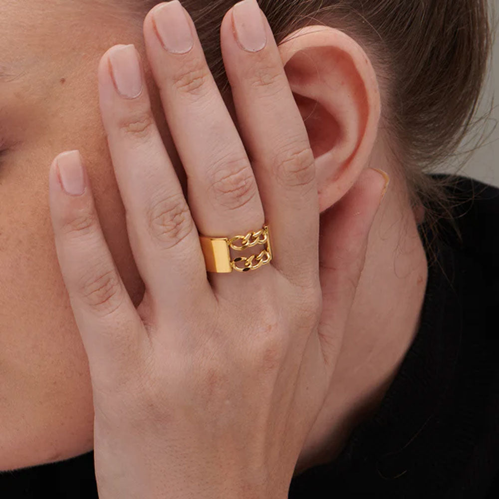 Chunky Gold Chain Ring