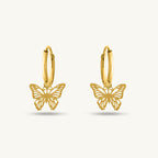 Sylvia Butterfly Hoop Drop Earrings